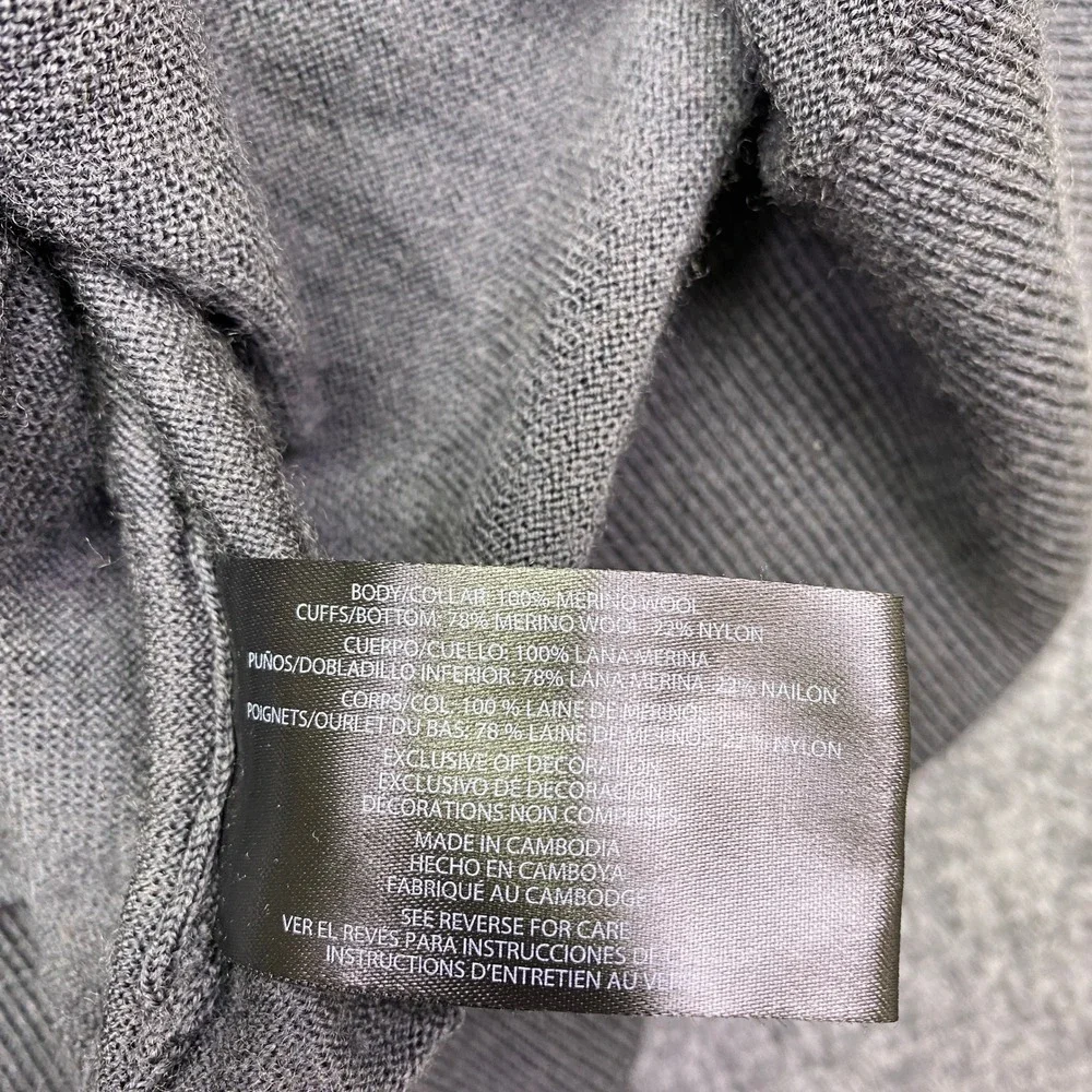 Banana Republic Mens Merino Wool Crew Neck Sweater Gray Size L Preppy